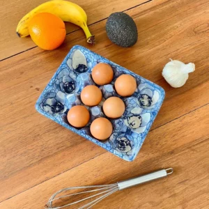 Boîte à œufs en céramique – Collection Mer & Écumes Bulle bleu marine