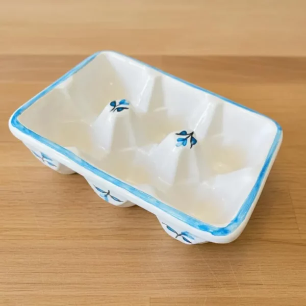 Boîte à œufs en céramique – Collection Traditionnelle Normande Bleu