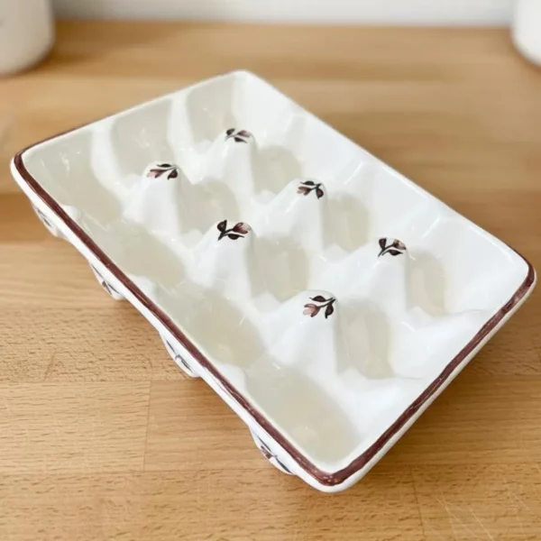 Boîte à œufs en céramique – Collection Traditionnelle Normande Marron