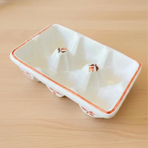 Boîte à œufs en céramique – Collection Traditionnelle Normande Orange