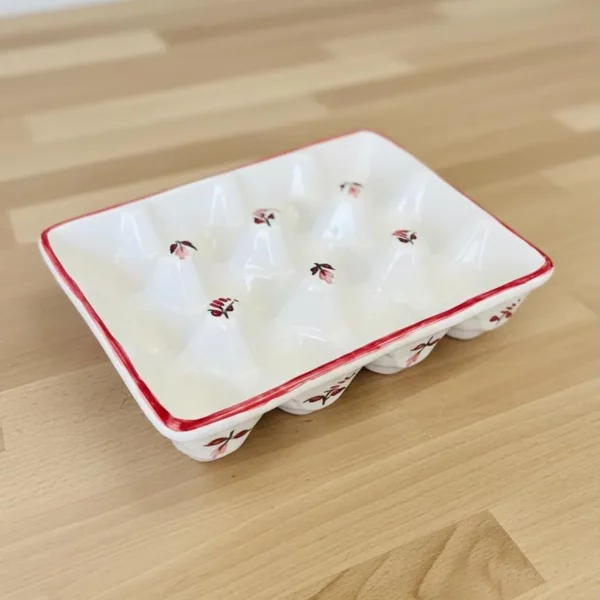 Boîte à œufs en céramique – Collection Traditionnelle Normande Rouge