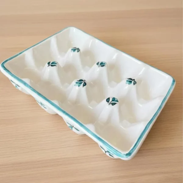 Boîte à œufs en céramique – Collection Traditionnelle Normande Vert