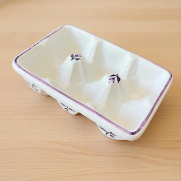 Boîte à œufs en céramique – Collection Traditionnelle Normande Violet