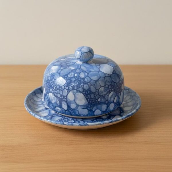 Cloche à fromage en céramique – Collection Mer & Écumes Bleu