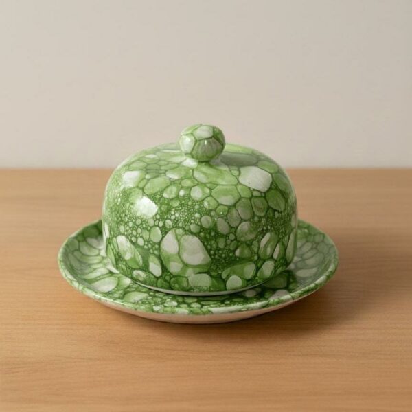 Cloche à fromage en céramique – Collection Mer & Écumes Kaki