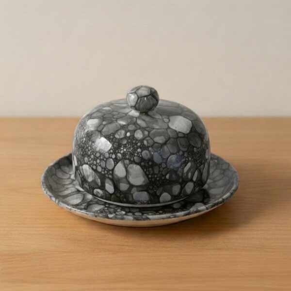 Cloche à fromage en céramique – Collection Mer & Écumes Noir