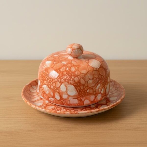 Cloche à fromage en céramique – Collection Mer & Écumes Terracotta