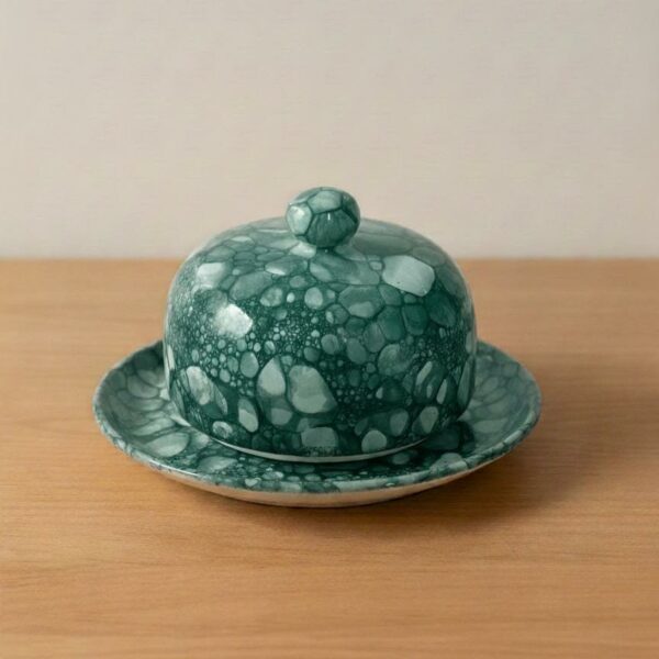 Cloche à fromage en céramique – Collection Mer & Écumes Vert