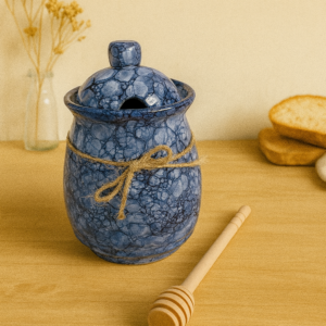 Pot_miel_marine Pot à miel en céramique – Collection Mer & Écumes