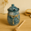 Pot_miel_turquoise Pot à miel en céramique – Collection Mer & Écumes