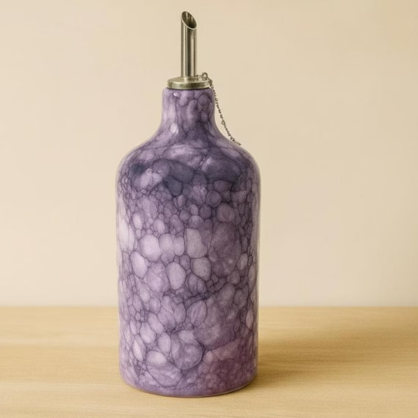 Bouteille à huile en céramique violet