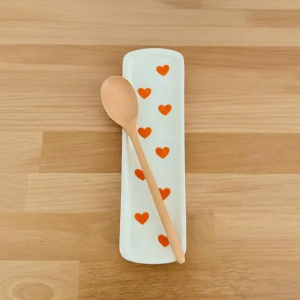 repose cuillère cœur orange