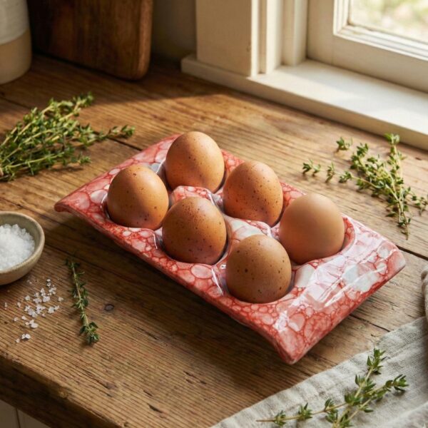plateau à oeufs rouge