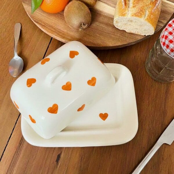 beurrier rectangulaire cœur orange